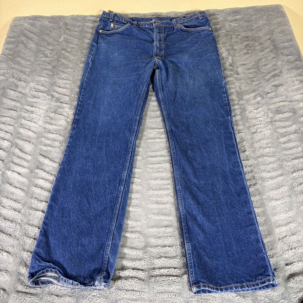 Vintage Levis 517 Orange Tab Jeans 40x34 Made in USA Dark Wash Bootcut 90s AT192